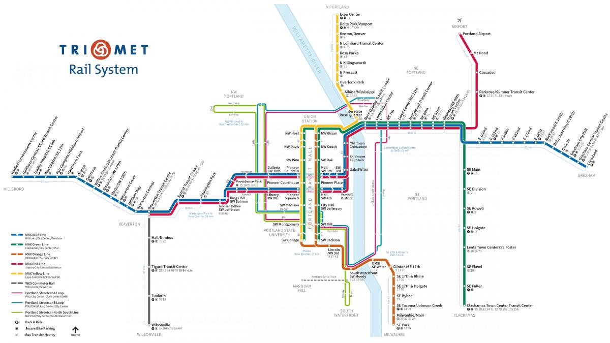 Portland Max ánh sáng bản đồ đường sắt