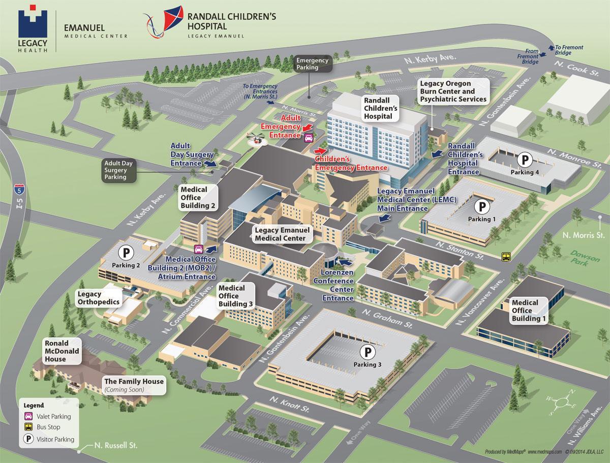 bản đồ của Portland bệnh viện