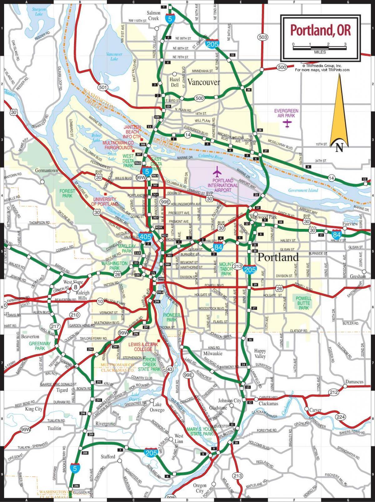 bản đồ của Portland khu vực tàu điện ngầm