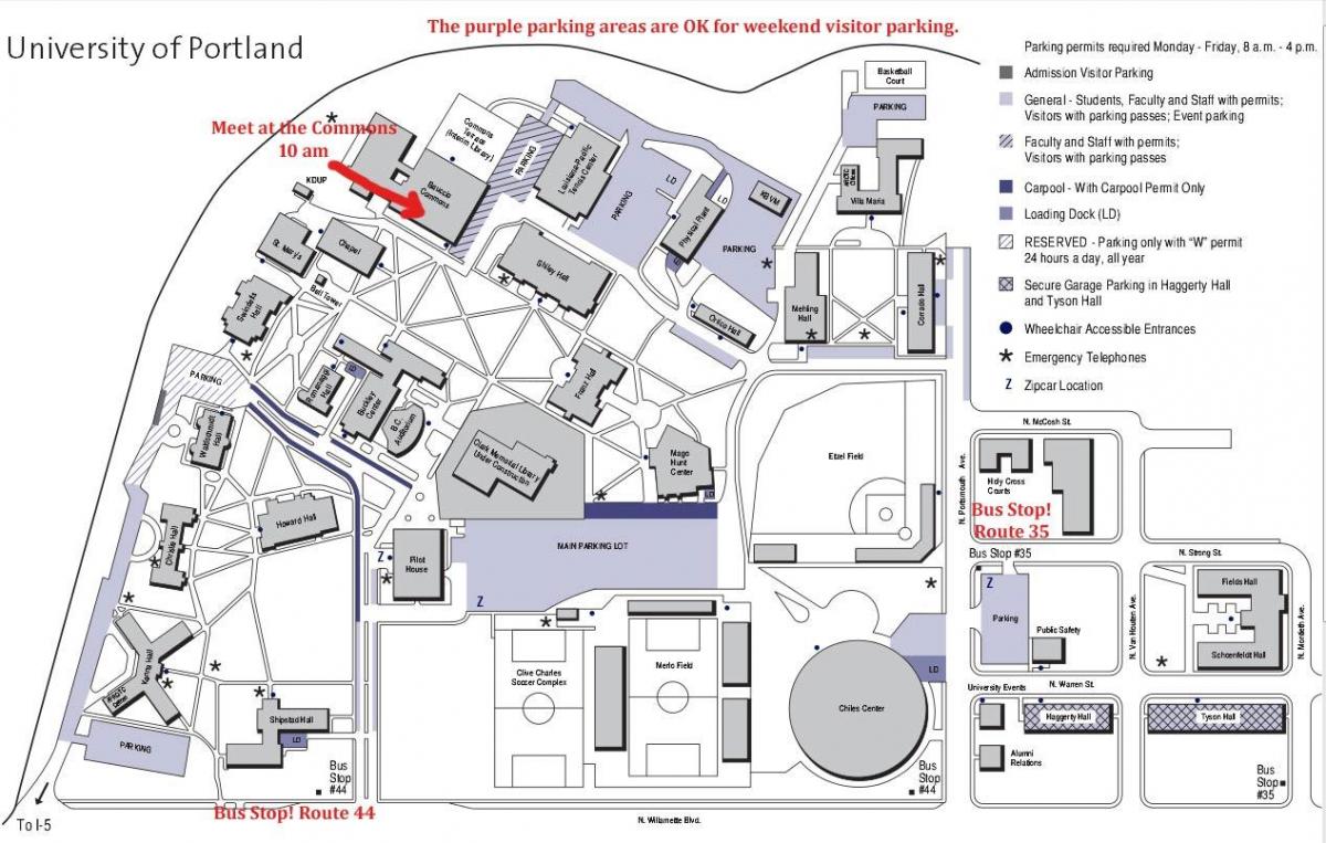 bản đồ của Đại học Portland