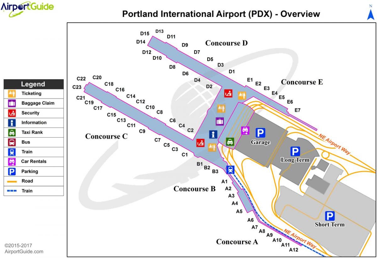 bản đồ của Portland sân bay quốc tế