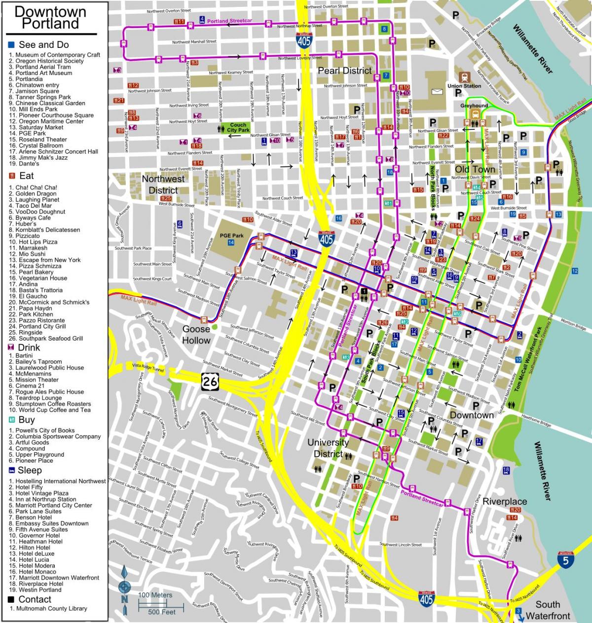 bản đồ trung tâm thành phố Portland