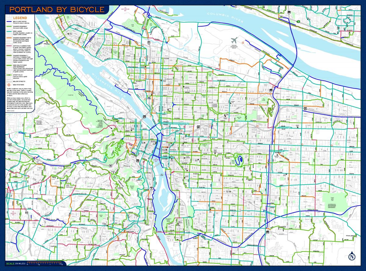 bản đồ của Portland xe đạp