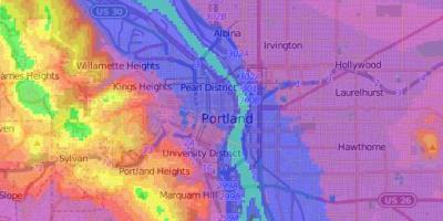 Portland, Oregon độ cao bản đồ